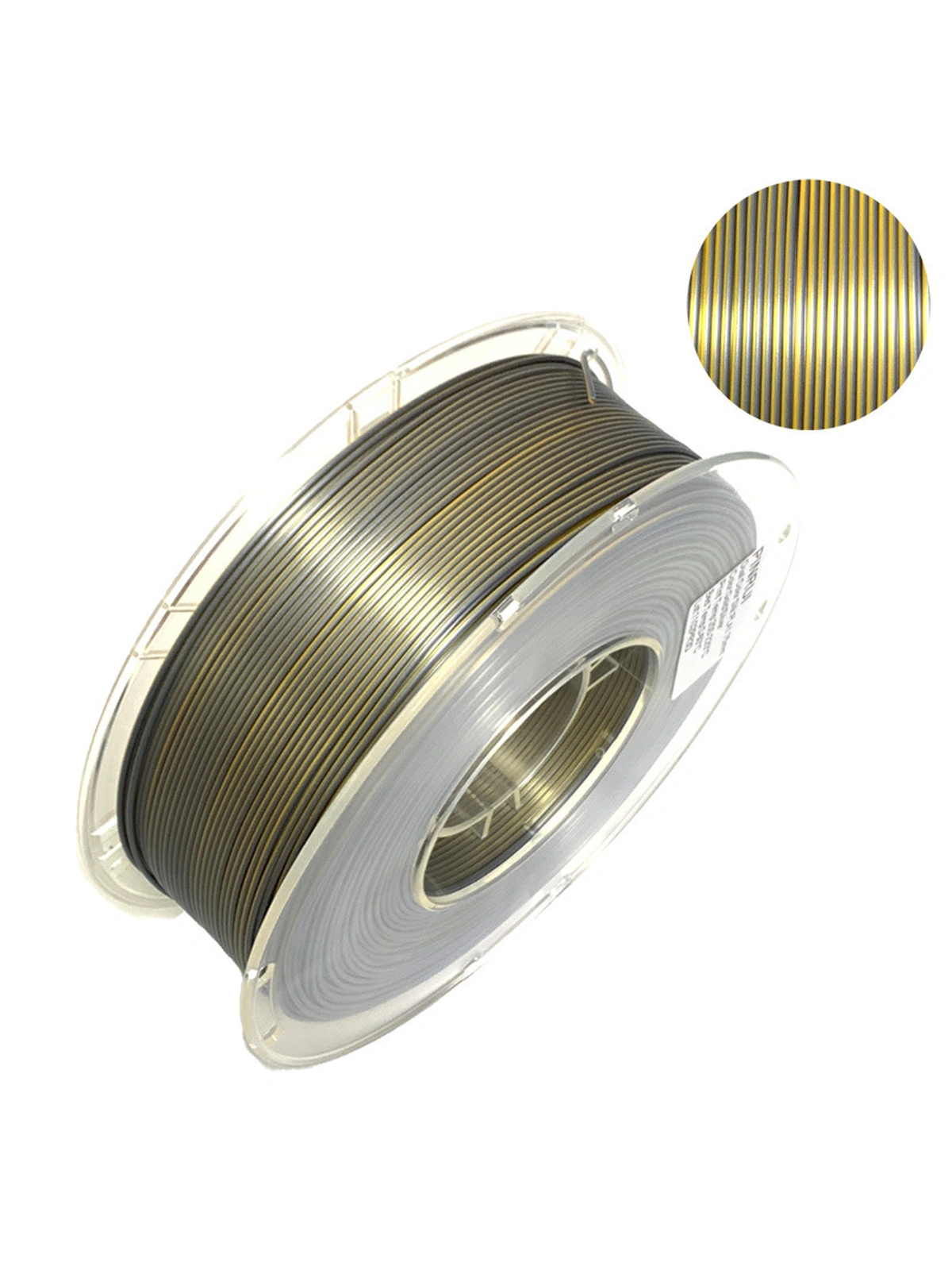 PLA Dual color (Silk Шелковый) пластик PinRui Золотой-серебристый 1.75 мм 1 кг