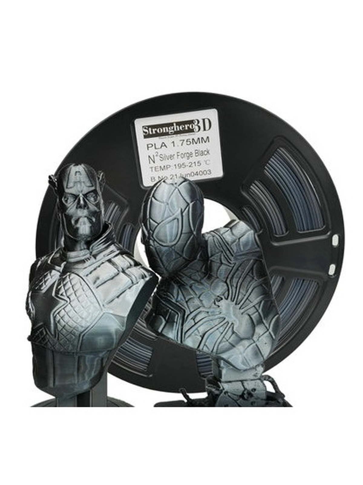 PLA Multicolor Silver Forge Black Stronghero3D пластик многоцветный Черно-серебристый градиент 1.75 мм 1 кг