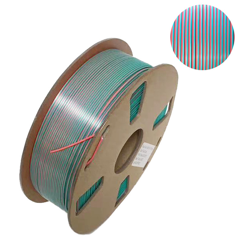 PLA Dual color (Silk Шелковый) пластик PinRui Бирюзово-Коралловый 1.75 мм 1 кг
