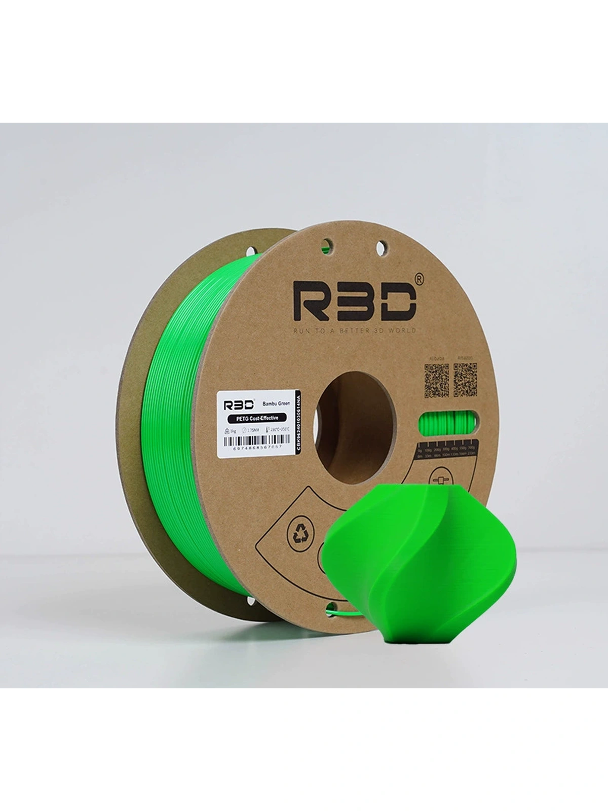 PETG пластик R3D Зеленый бамбук Bambu Green High-Speed 1.75 мм 1 кг