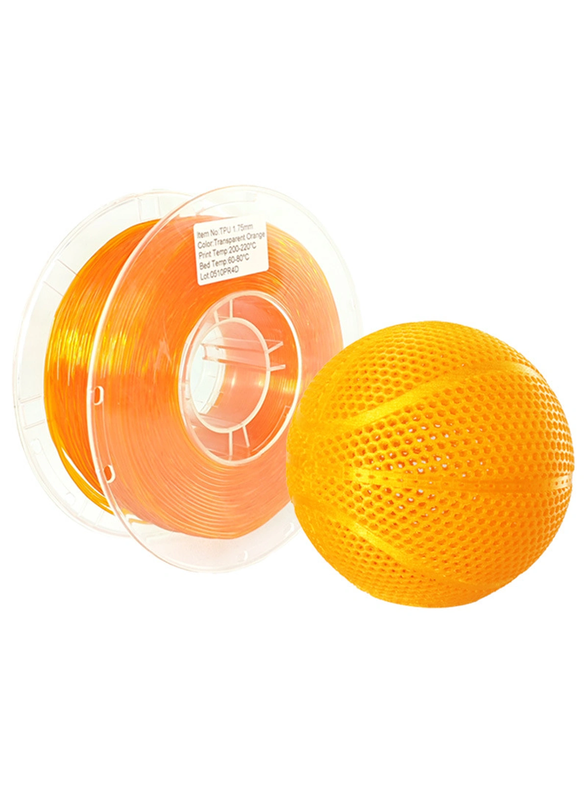 TPU PinRui 95A HS полупрозрачный оранжевый 1 кг.
