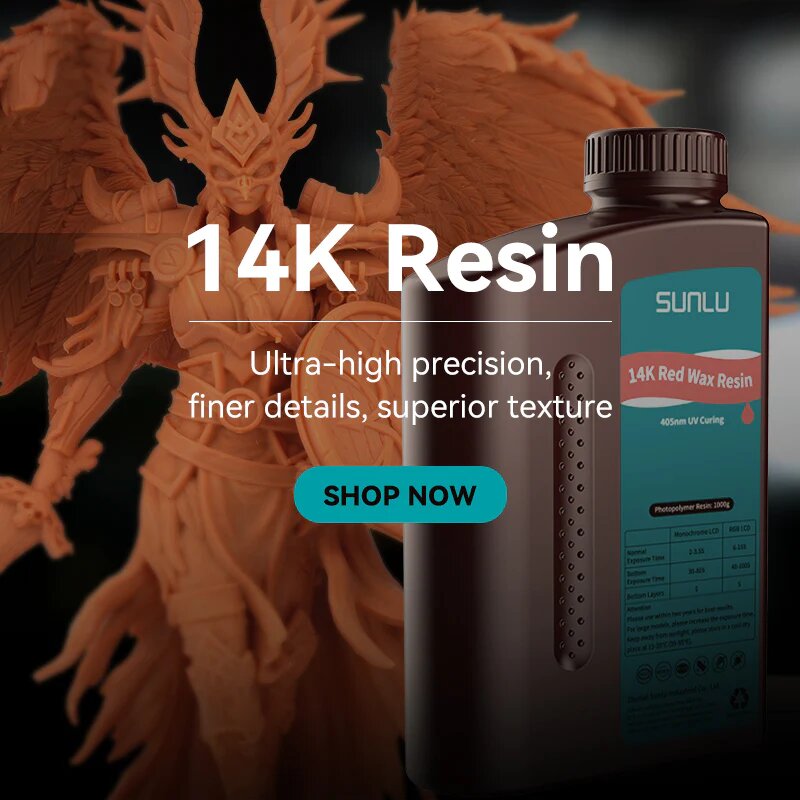 Смола SUNLU фотополимерная 14K Red Wax Ultra-High высокая детализация красная Red Wax 1 кг для LCD DLP SLA 3D-принтера 405 нм