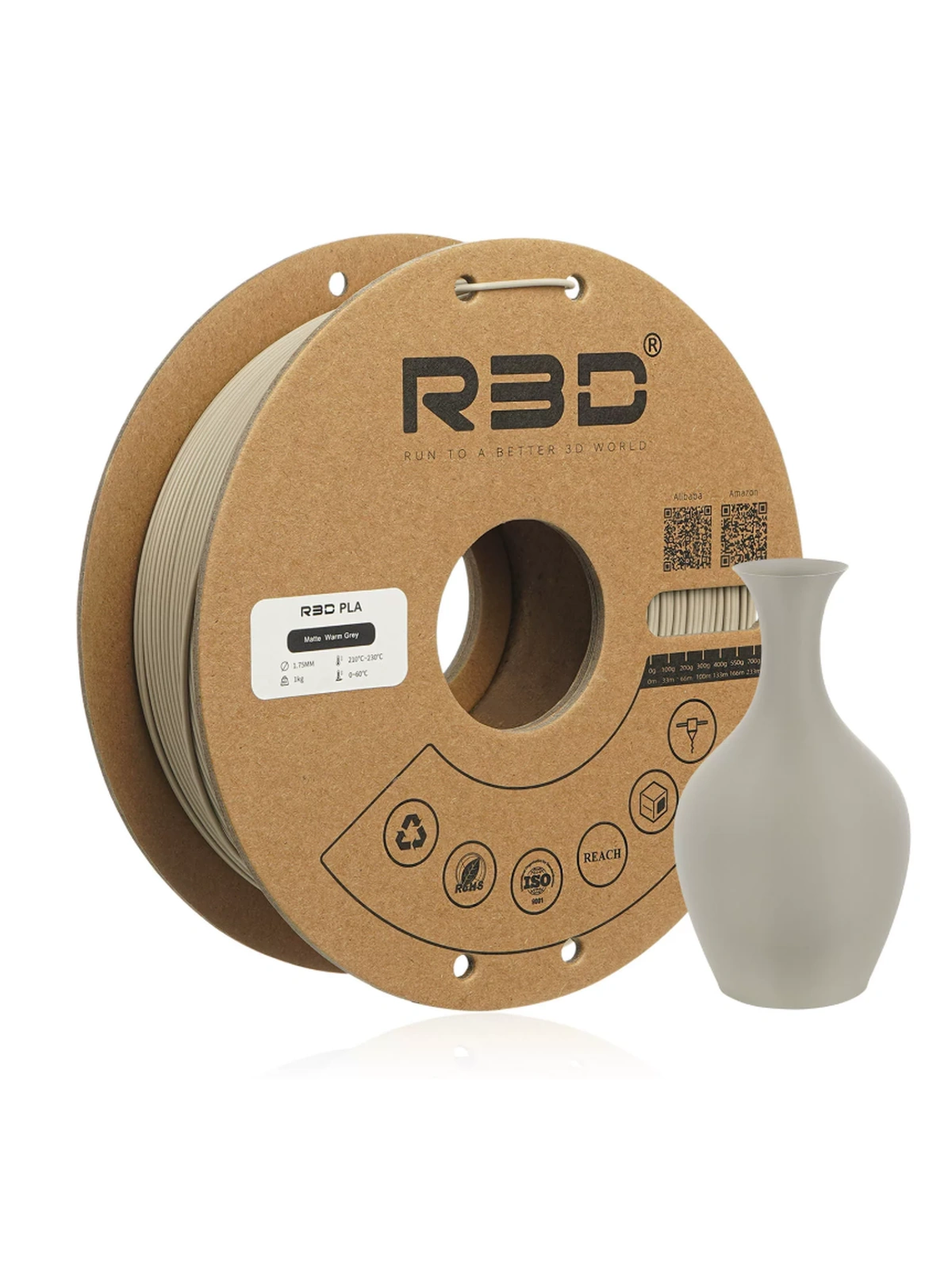 PLA Matte Матовый пластик Теплый серый Warm Grey R3D 1.75 мм 1 кг