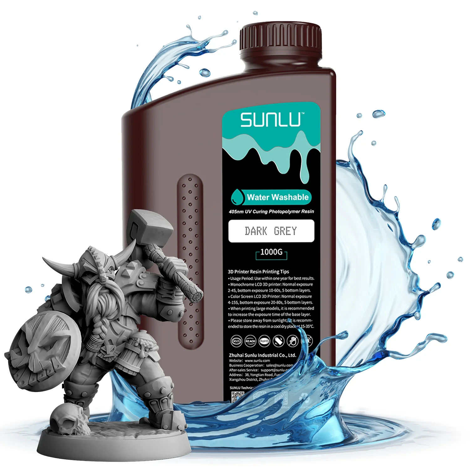 Sunlu фотополимерная смола Water-wash водосмываемая темно-серая