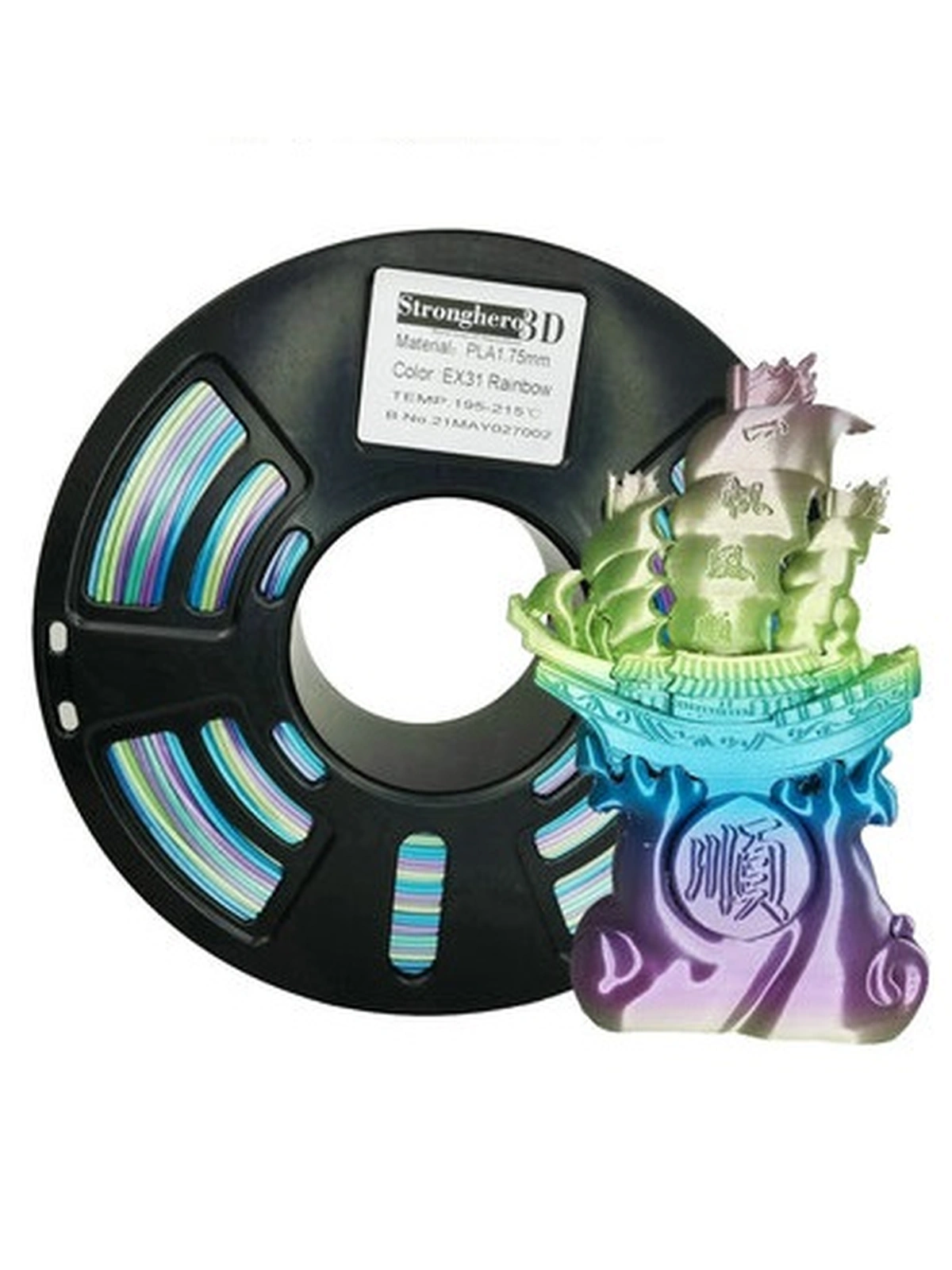 PLA Multicolor Rainbow EX31 Stronghero3D пластик многоцветный радужный градиент (светлые тона) 1.75 мм 1 кг