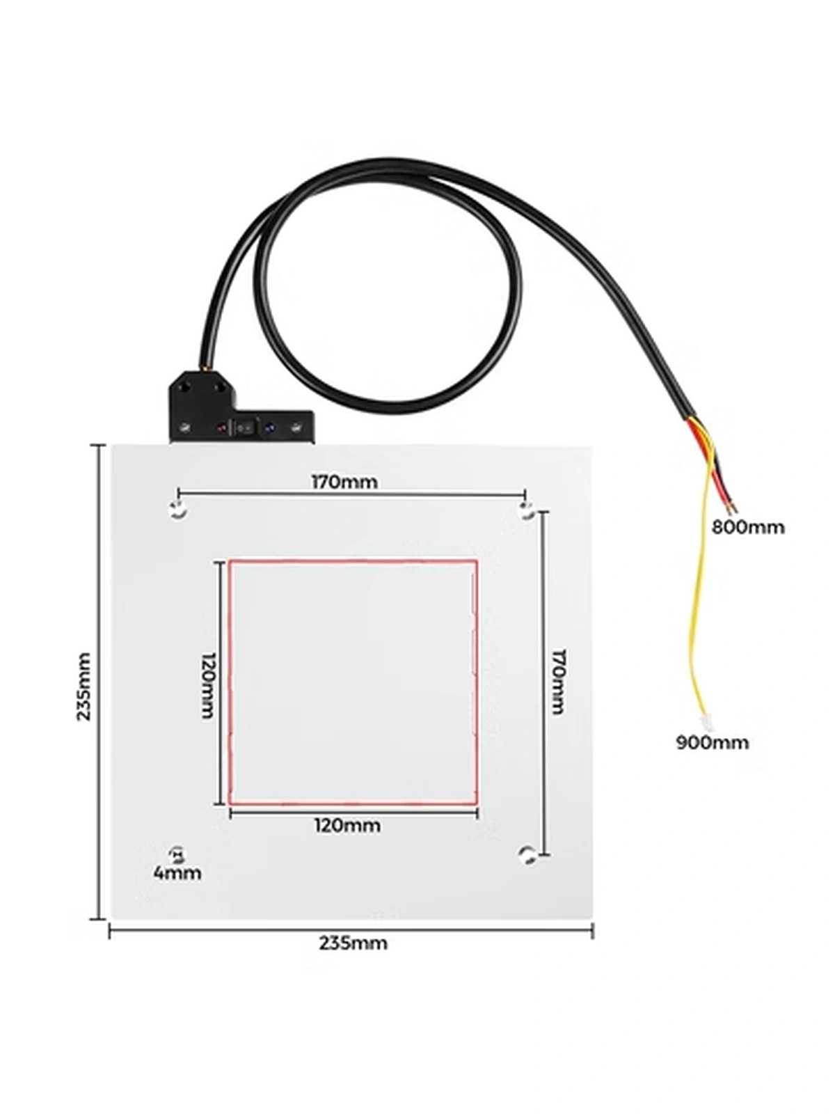 Алюминиевый нагревательный стол Ender 3 MK3 235x235x3 мм 24V с клеммой датчика температуры и провода питания