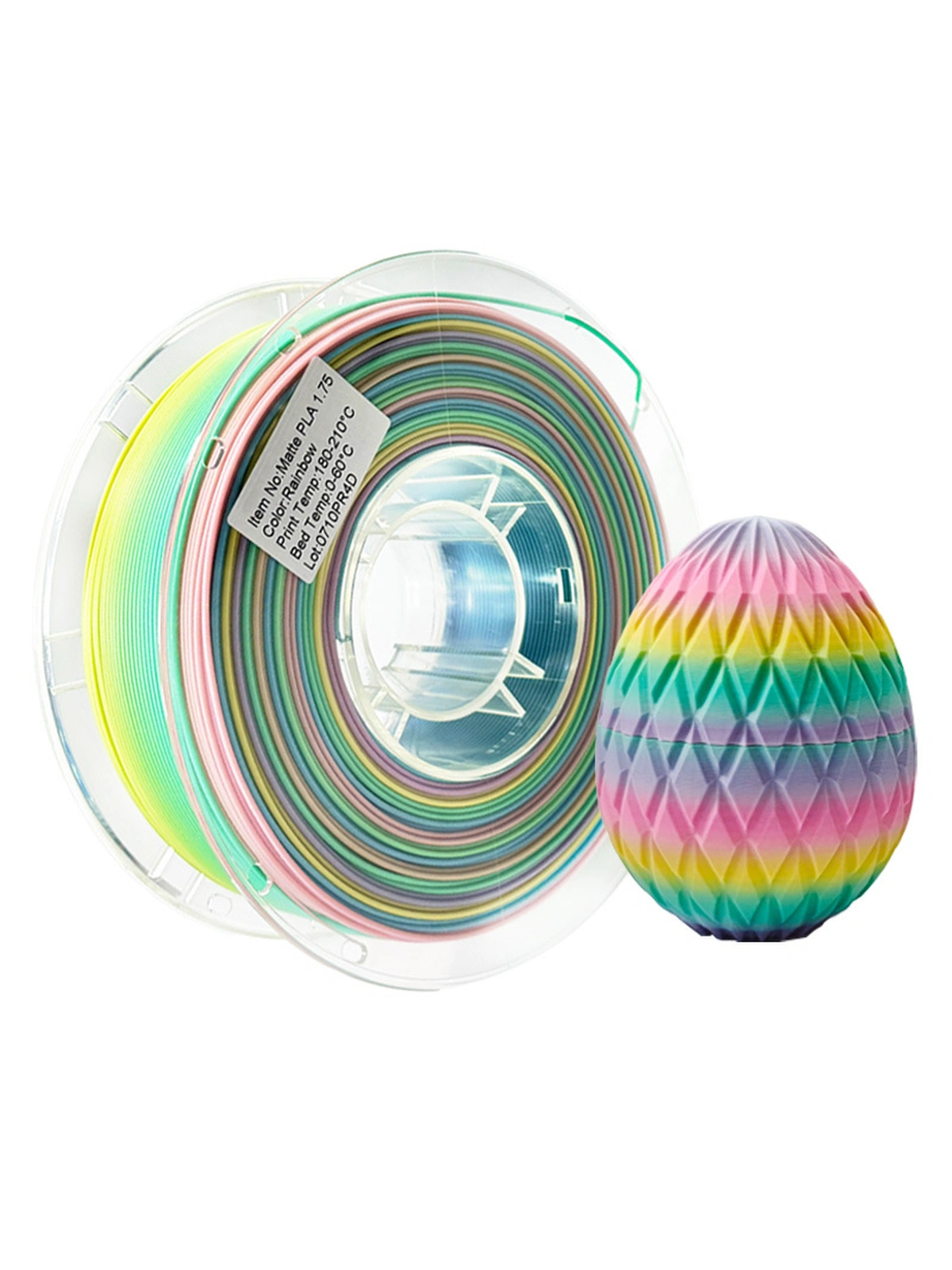 PLA Matte (матовый) пластик PinRui Rainbow - радужный многоцветный 1.75 мм 1 кг