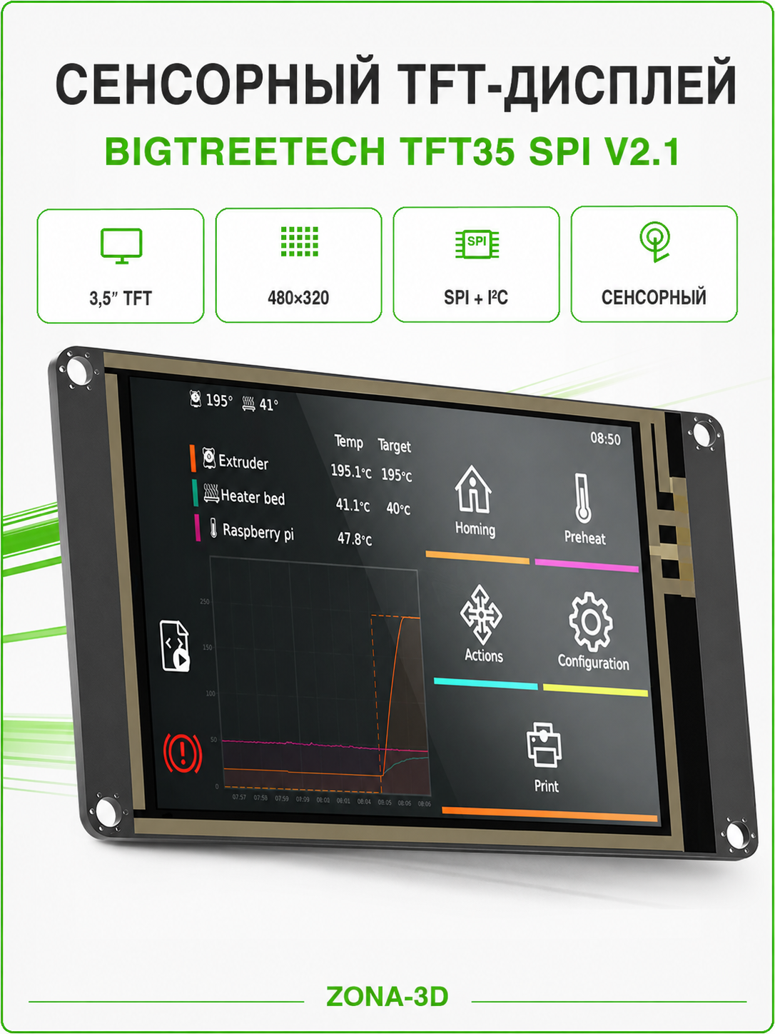 Дисплей BTT BIGTREETECH TFT35 SPI V2.1, сенсорный дисплей 3,5 дюйма Klipper