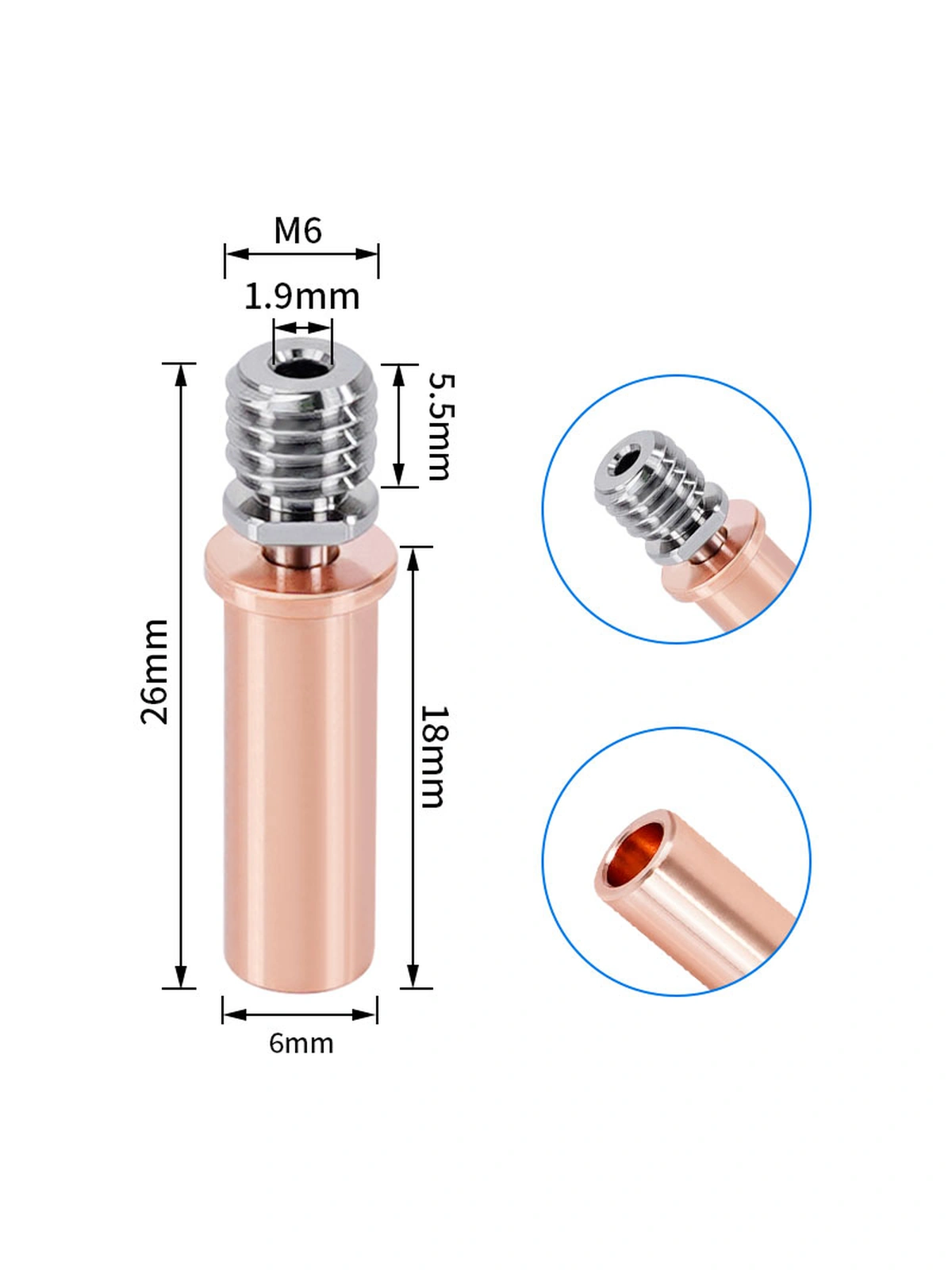Термобарьер экструдера Anycubic Mega S/Pro Vype Bi-Metall титан-медь