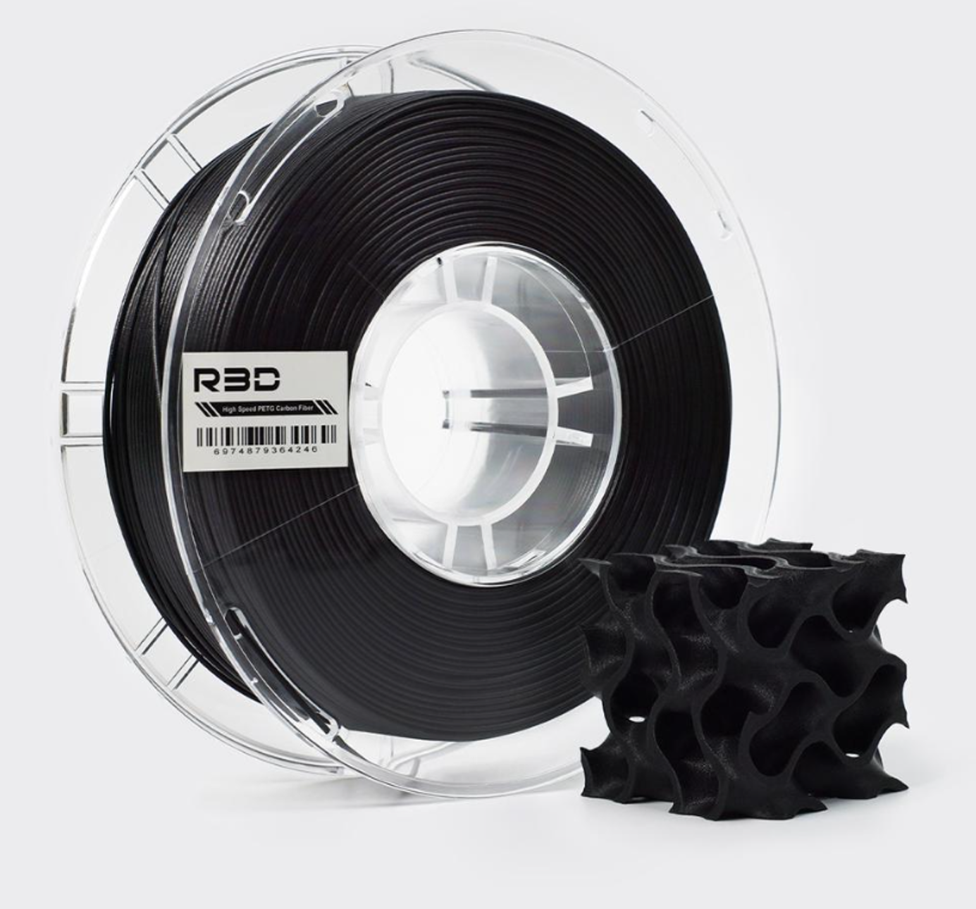 PETG Carbon CF15 пластик R3D Черный Black High-Speed 1.75 мм 1 кг