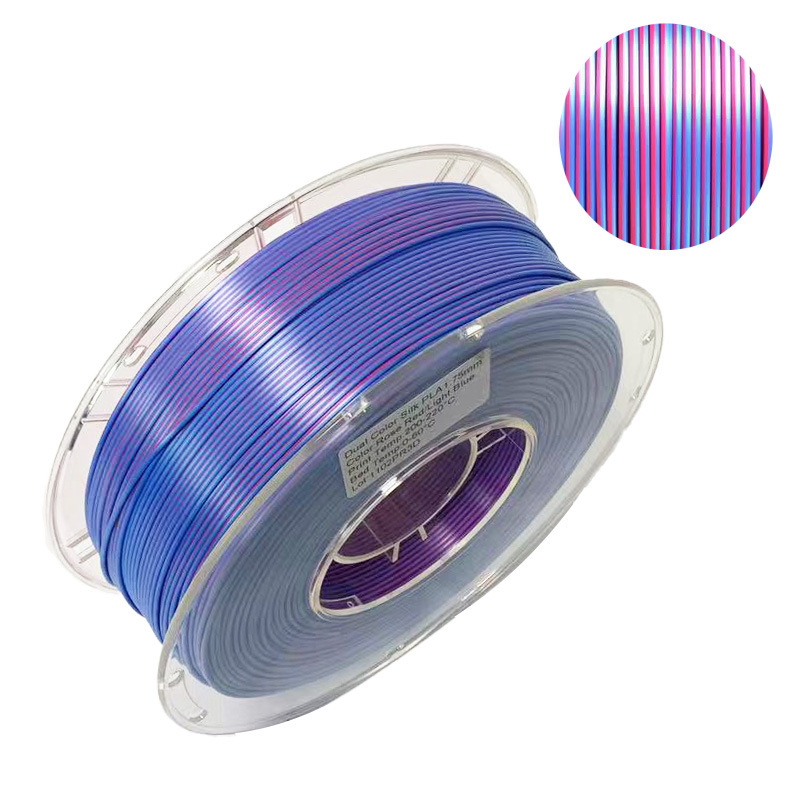 PLA Dual color (Silk Шелковый) пластик PinRui красная роза-светло-синий 1.75 мм 1 кг