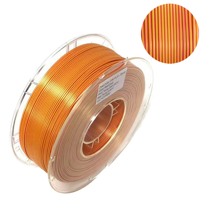 PLA Dual color (Silk Шелковый) пластик PinRui Красный-золотой 1.75 мм 1 кг