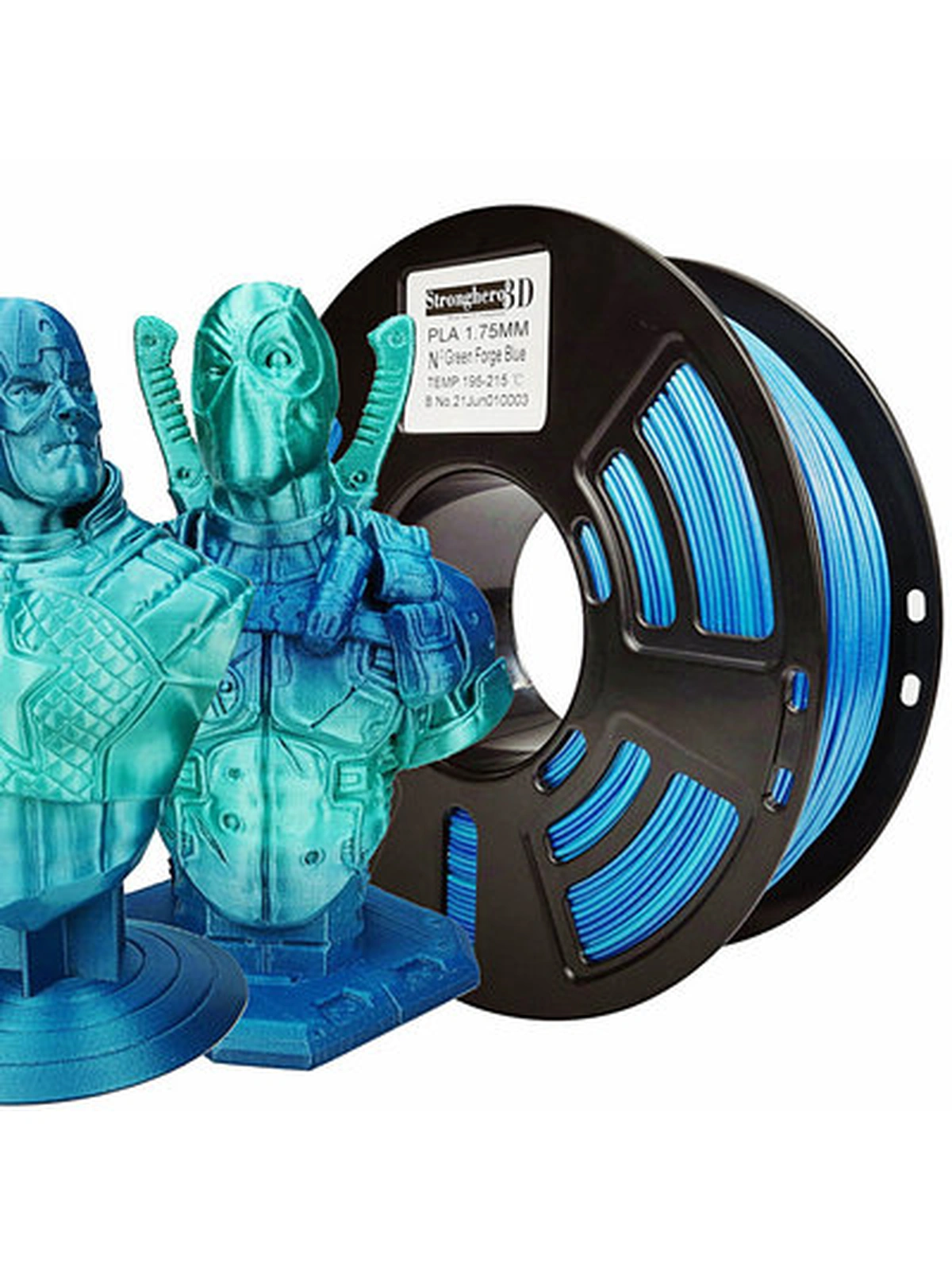PLA Multicolor Green Forge Blue Stronghero3D пластик многоцветный Синий-зеленый градиент 1.75 мм 1 кг