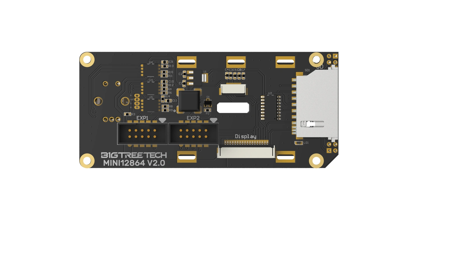 Официальный рендер обратной стороны Mini12864 V2.0 с EXP1 EXP2 FPC Display и SD-картридером