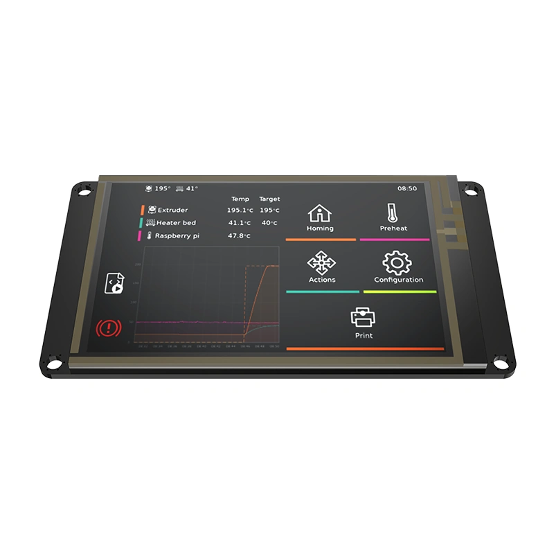 Официальное изображение TFT35 SPI V2.1 под углом с видимыми монтажными отверстиями